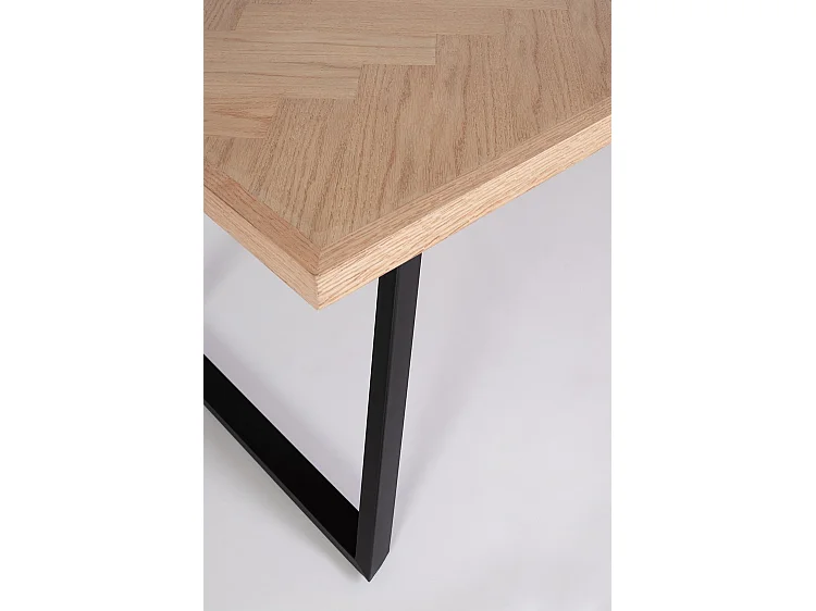Stół wykonany z naturalnego drewna i czarnych stalowych nóg 180 x 90 cm - DUKAT