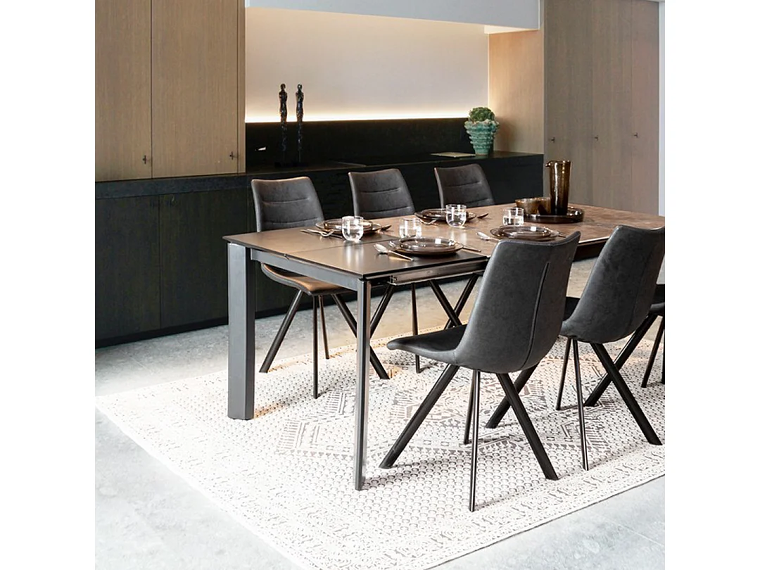 Stół wykonany z naturalnego drewna i czarnych stalowych nóg 180 x 90 cm - DUKAT