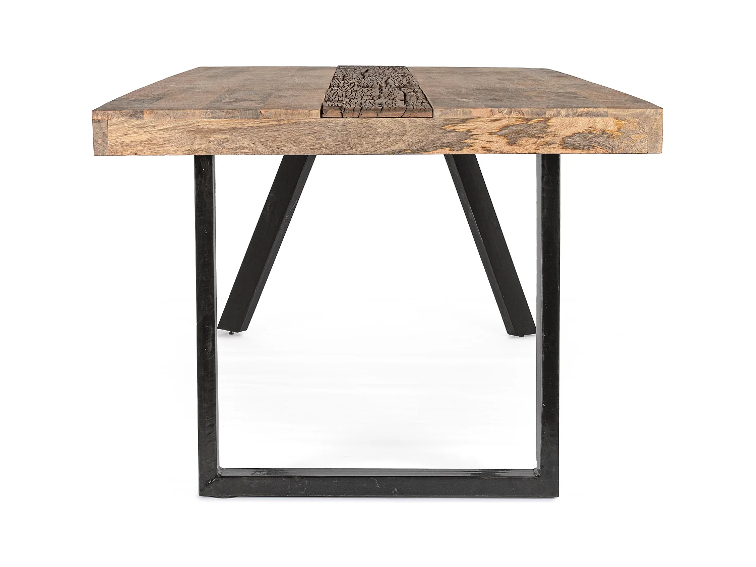 Tisch aus Mangoholz und schwarzen Stahlbeinen, 200×100 - MANCHESTER
