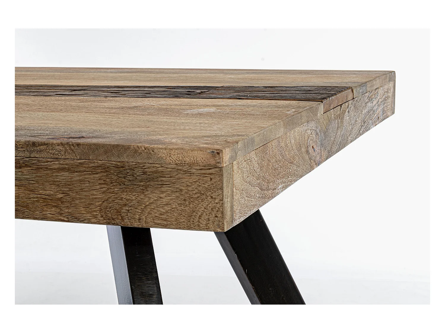 Tisch aus Mangoholz und schwarzen Stahlbeinen, 200×100 - MANCHESTER