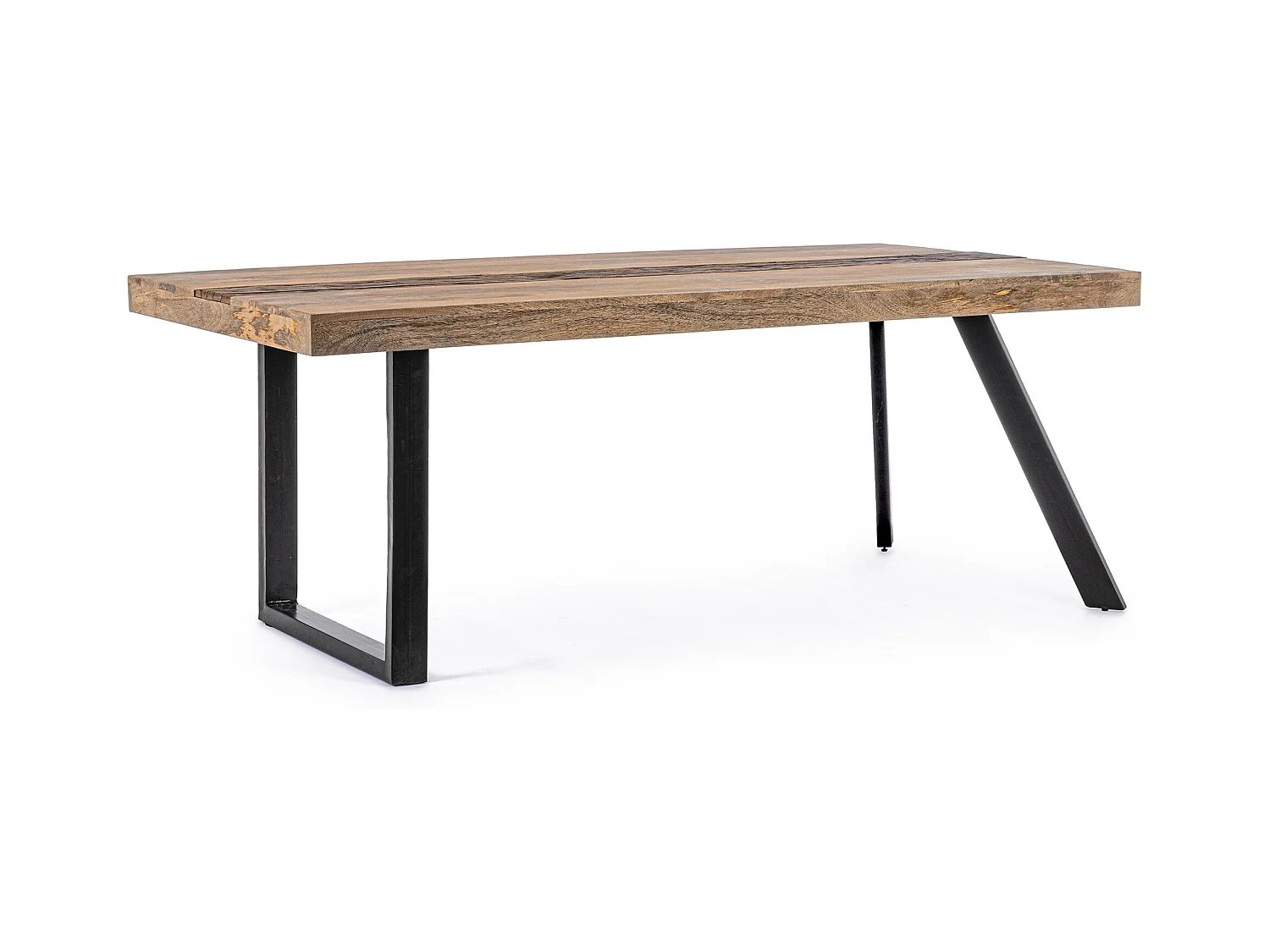 Table en bois de manguier et pieds en acier noir, 200×100 - MANCHESTER