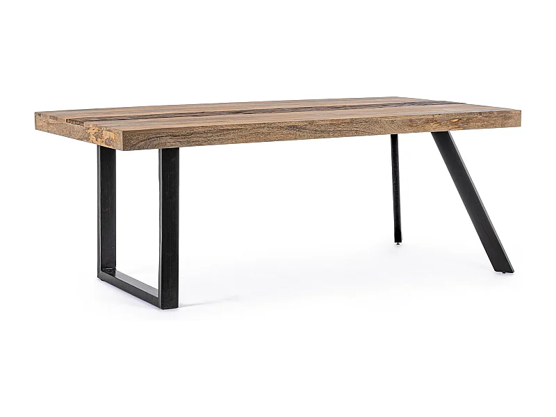 Mesa de madera de mango y patas de acero negro, 200×100 - MANCHESTER