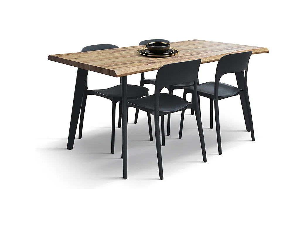 Table en bois finition chêne avec pieds en métal noir 160x90 - ALICUDI