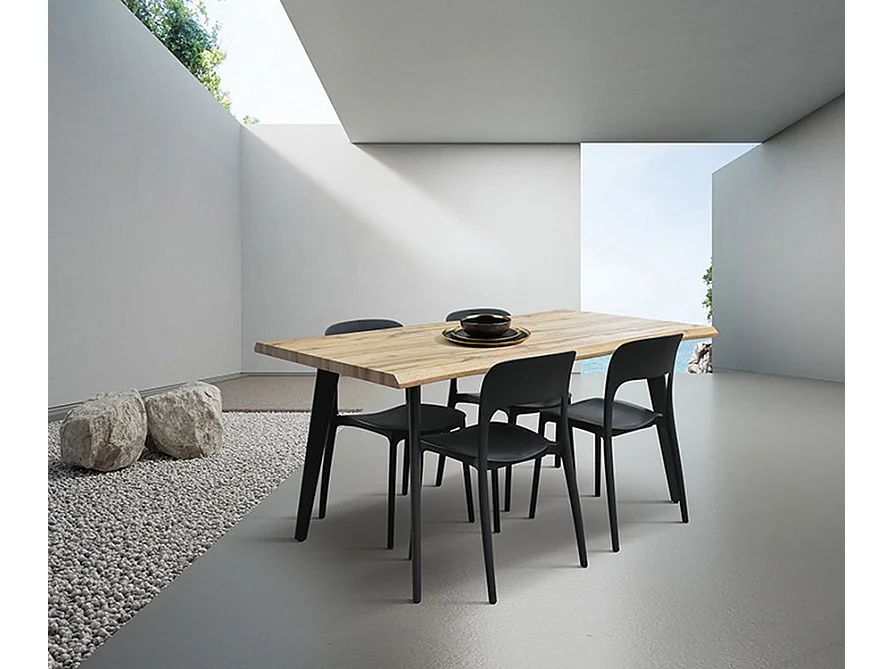 Eikenhouten tafel met zwarte metalen poten 160x90 - ALICUDI