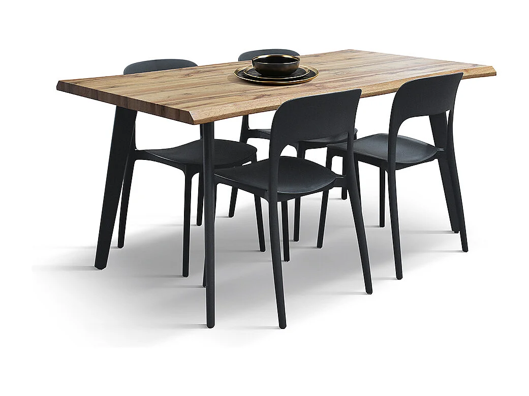 Eikenhouten tafel met zwarte metalen poten 160x90 - ALICUDI