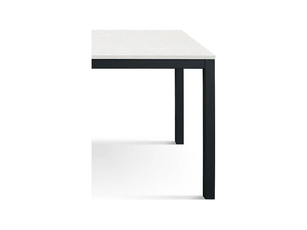 Weiß lackierter Holztisch, anthrazitfarbenes Metallgestell 110x68 - RAVENNA