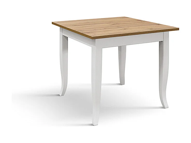 Holztisch in Eiche, weißes Holzgestell 80x80 - RIMINI