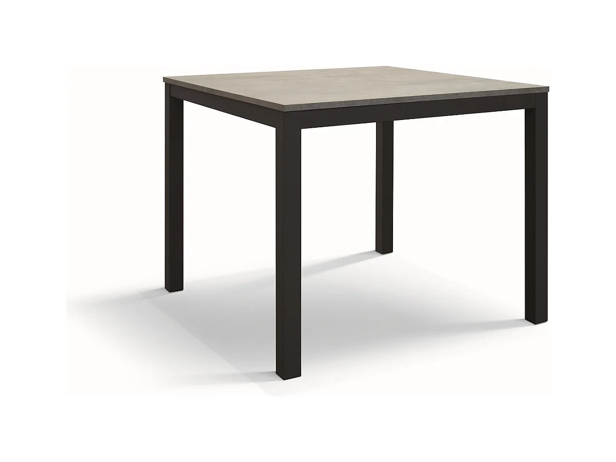 Table en bois gris, structure métallique anthracite 80x80 - RAVENNA