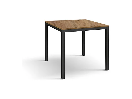 Holztisch in Eiche, anthrazitfarbenes Metallgestell 80x80 - RAVENNA