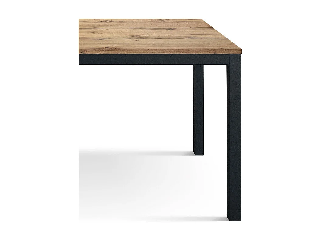 Mesa de madeira com acabamento em carvalho, estrutura metálica antracite 80x80 - RAVENNA