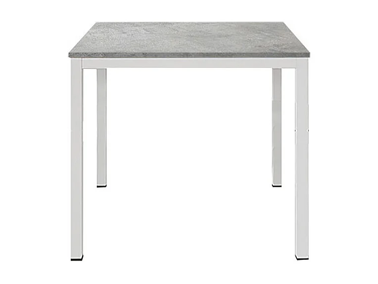 Grau lackierter Holztisch, weißes Metallgestell 80x80 - RAVENNA