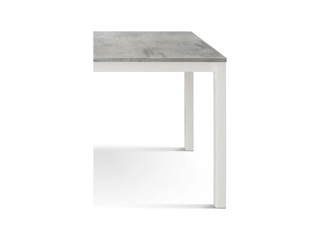 Grau lackierter Holztisch, weißes Metallgestell 80x80 - RAVENNA