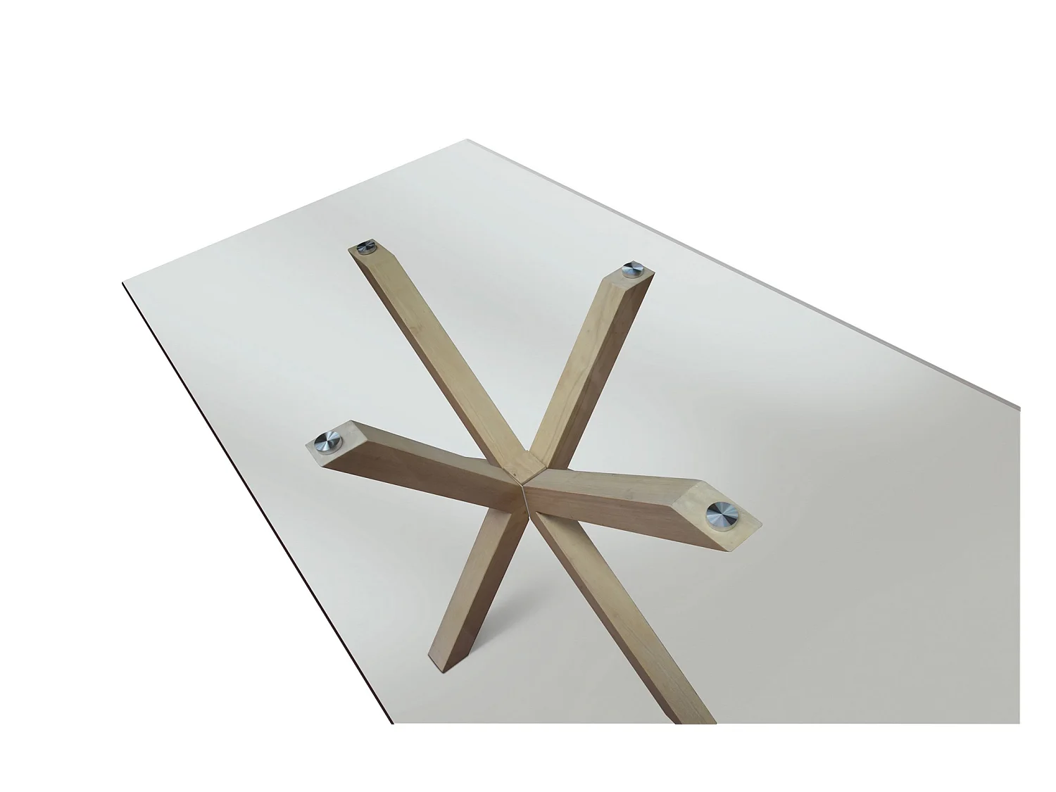 Tafel van transparant glas en natuurlijk hout, 160x90 cm - SILVER LAKE