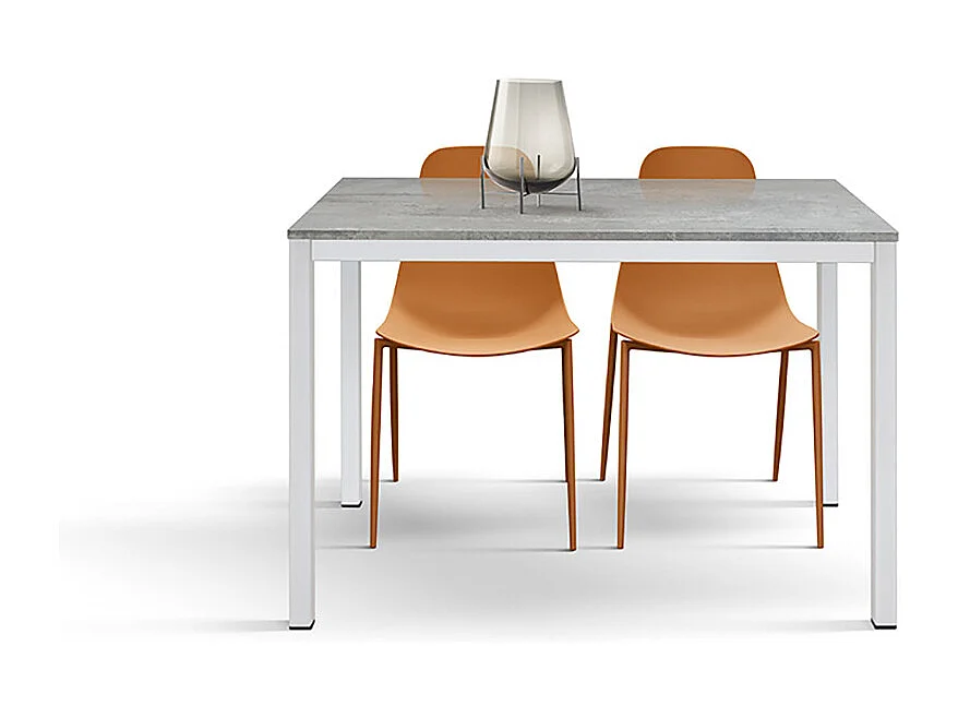 Table en bois finition grise, structure en métal blanc 110x68 - RAVENNA