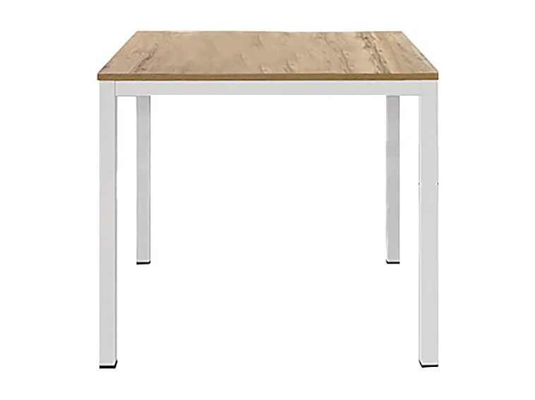 Holztisch in Eiche, weißes Metallgestell 80x80 - RAVENNA