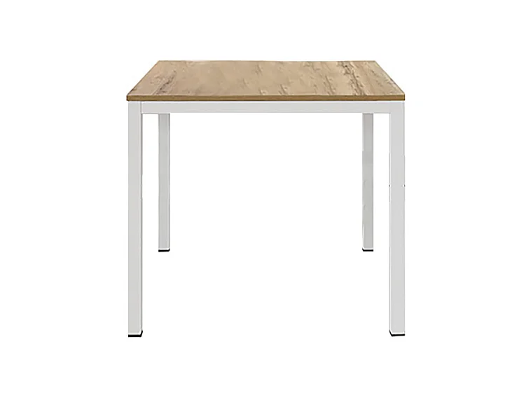 Table en bois finition chêne, piètement métal blanc 80x80 - RAVENNA