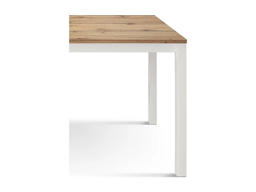 Table en bois finition chêne, piètement métal blanc 80x80 - RAVENNA
