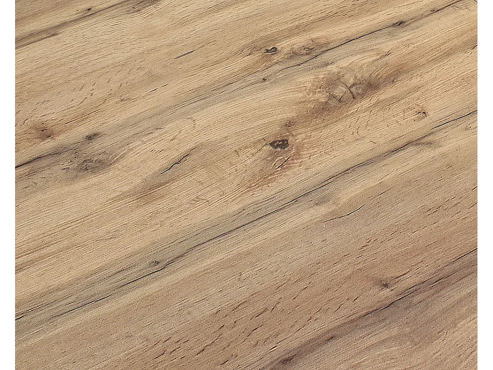 Table en bois finition chêne, piètement métal blanc 80x80 - RAVENNA