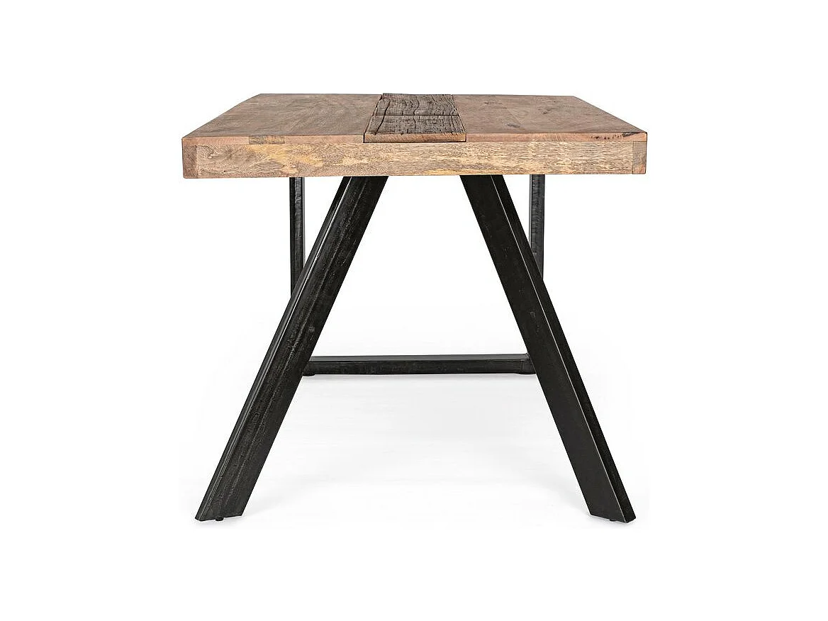 Table en bois de manguier et pieds en acier noir, 160×90 cm - MANCHESTER