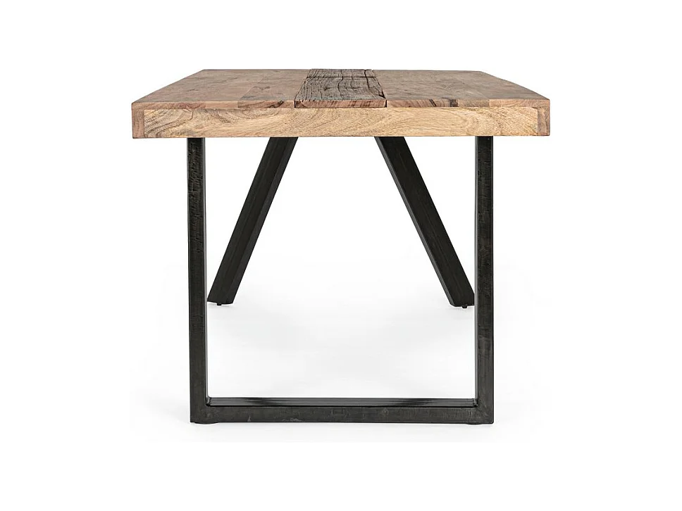 Table en bois de manguier et pieds en acier noir, 160×90 cm - MANCHESTER