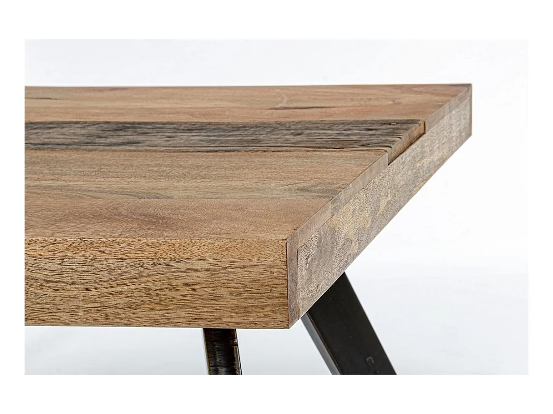 Table en bois de manguier et pieds en acier noir, 160×90 cm - MANCHESTER
