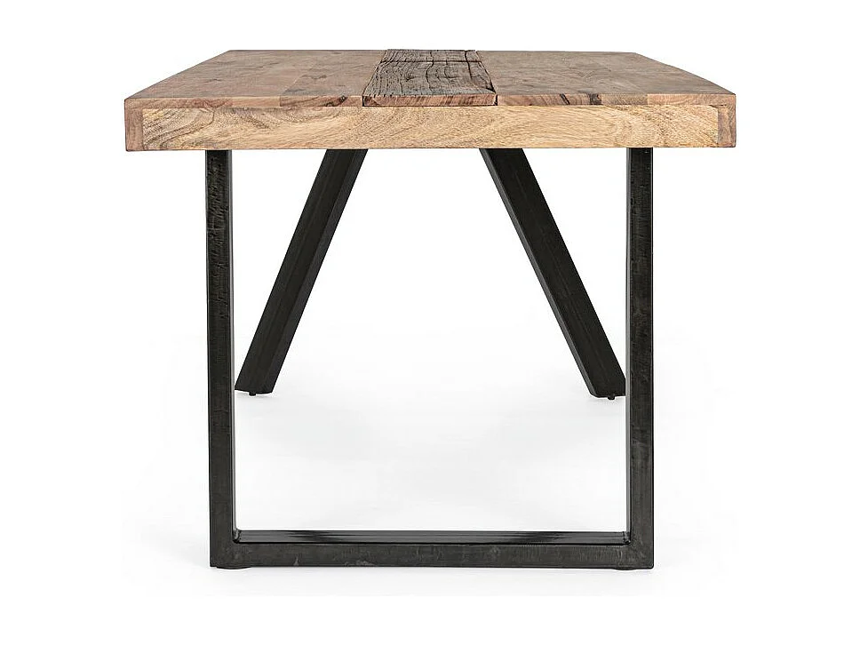 Stół wykonany z drewna mango i czarnych stalowych nóg, 160×90 cm - MANCHESTER