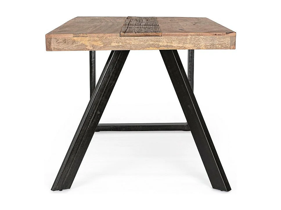 Stół wykonany z drewna mango i czarnych stalowych nóg, 160×90 cm - MANCHESTER