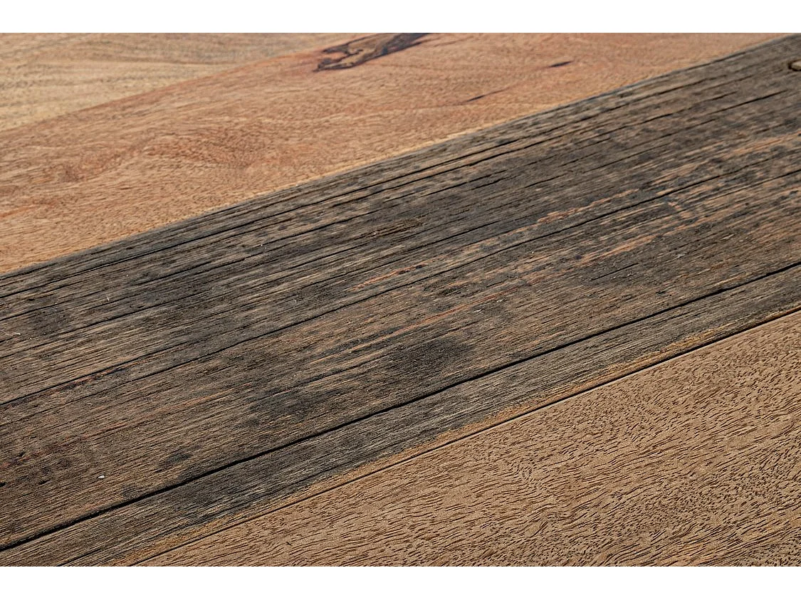 Stół wykonany z drewna mango i czarnych stalowych nóg, 160×90 cm - MANCHESTER