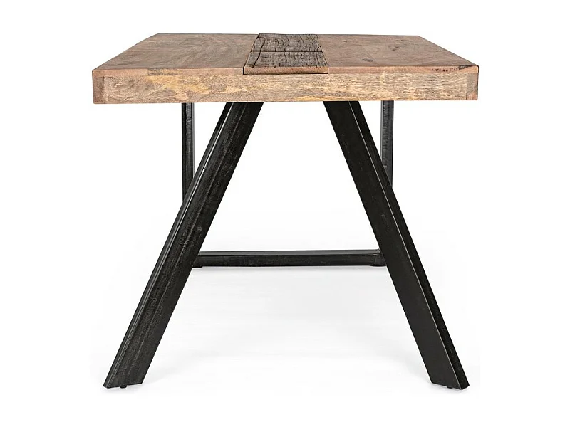 Table en bois de manguier et pieds en acier noir, 160×90 cm - MANCHESTER