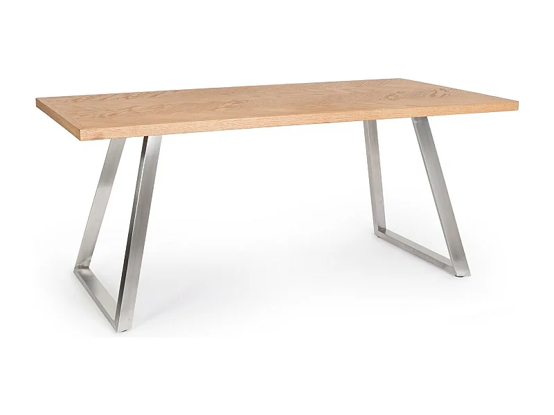 Table en bois naturel et pieds en acier 180 x 90 cm - DUKAT
