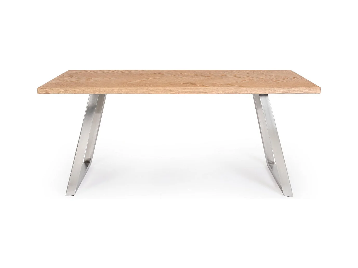 Table en bois naturel et pieds en acier 180 x 90 cm - DUKAT
