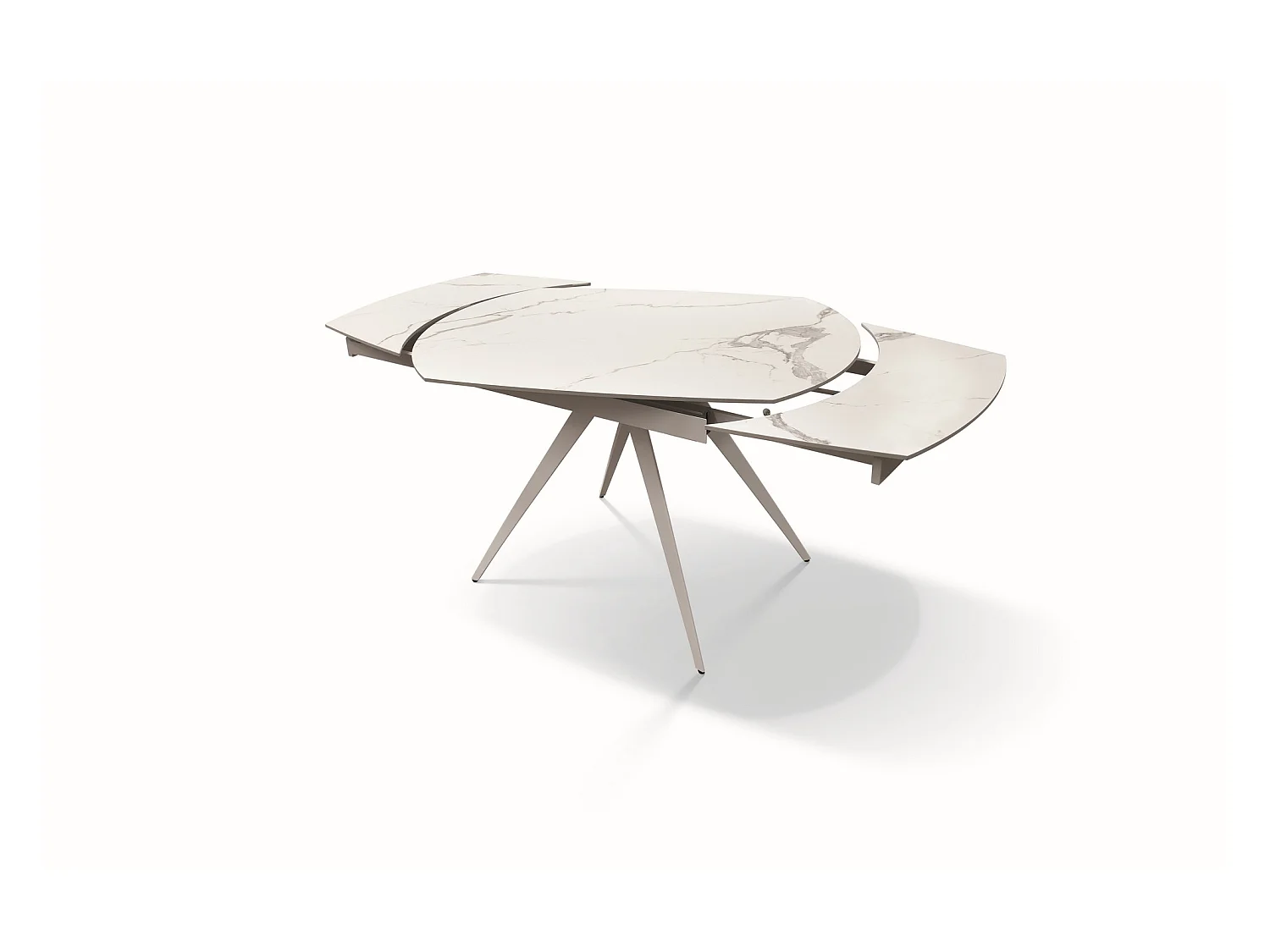 Table vitrocéramique effet marbre, métal blanc, extensible 120x90 - LAVEZZI