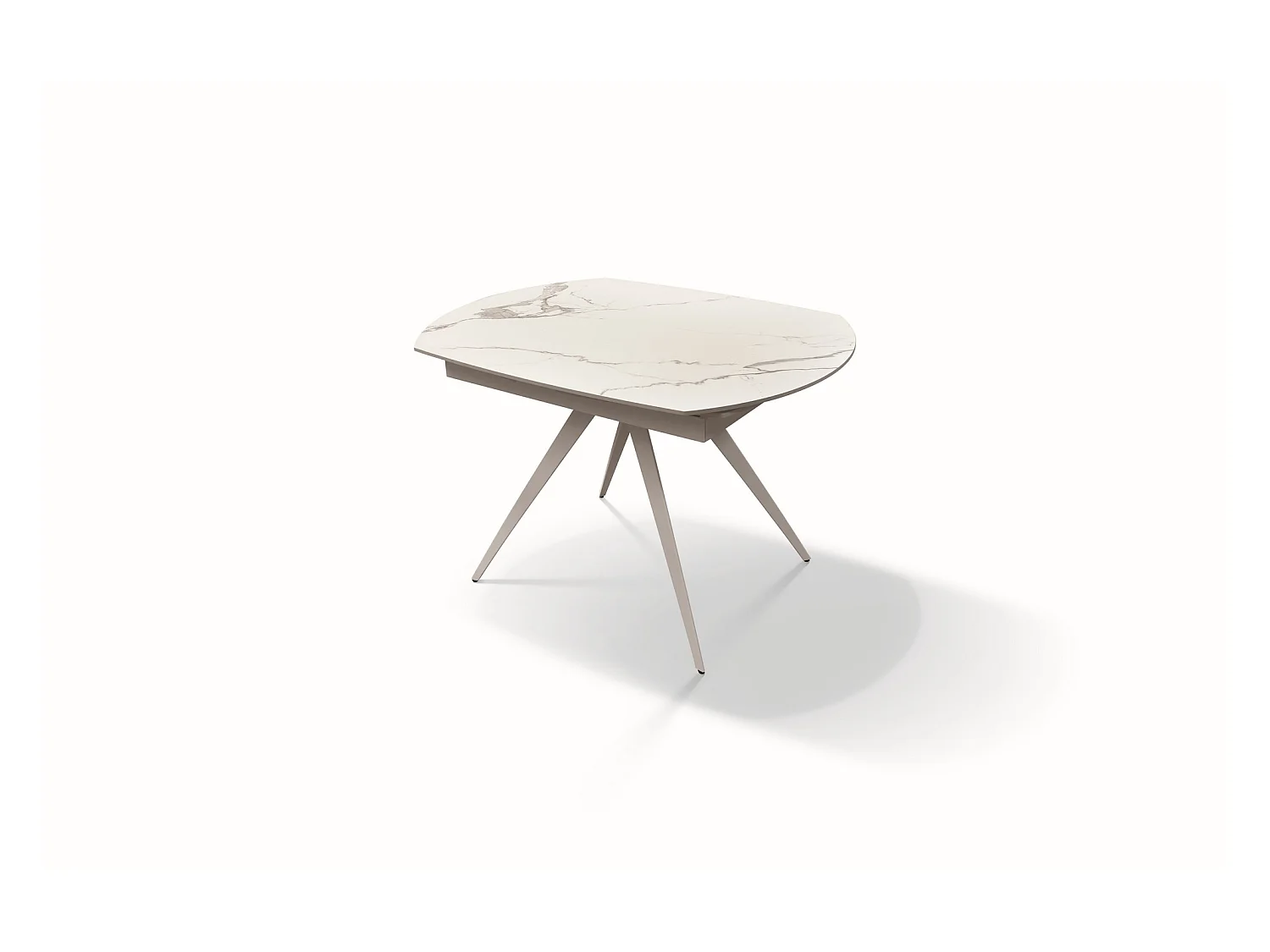 Table vitrocéramique effet marbre, métal blanc, extensible 120x90 - LAVEZZI