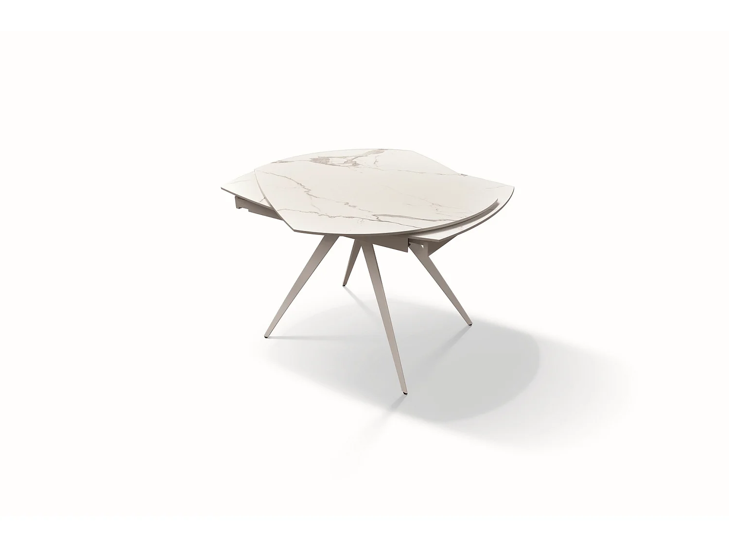 Tavolo vetroceramica effetto marmo, metallo bianco, allungabile 120x90 - LAVEZZI