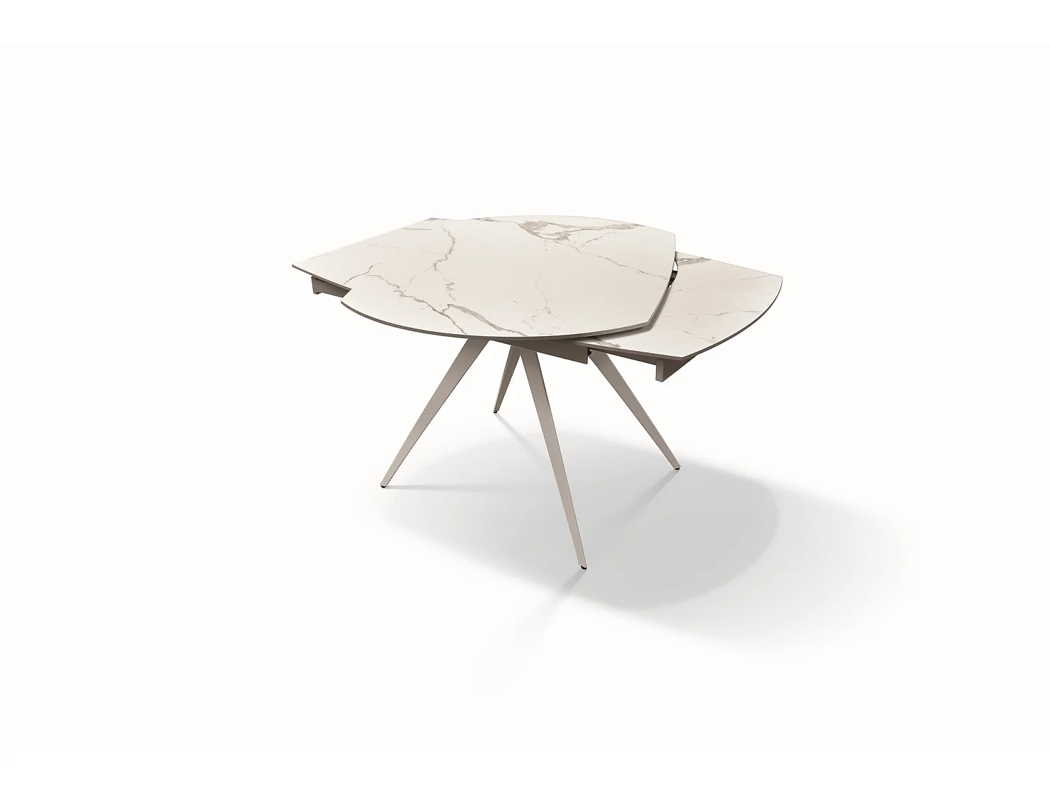 Tavolo vetroceramica effetto marmo, metallo bianco, allungabile 120x90 - LAVEZZI