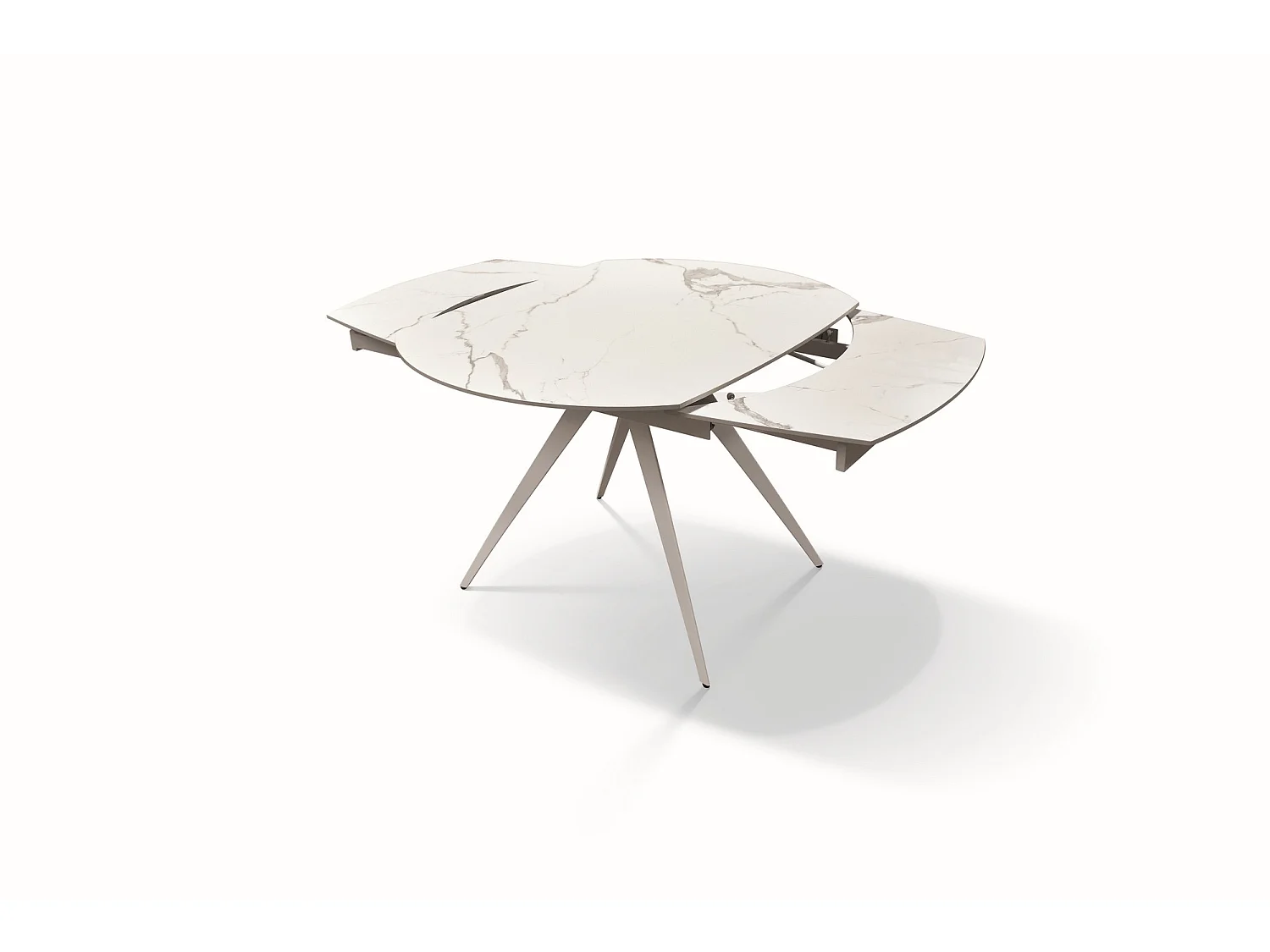 Tavolo vetroceramica effetto marmo, metallo bianco, allungabile 120x90 - LAVEZZI