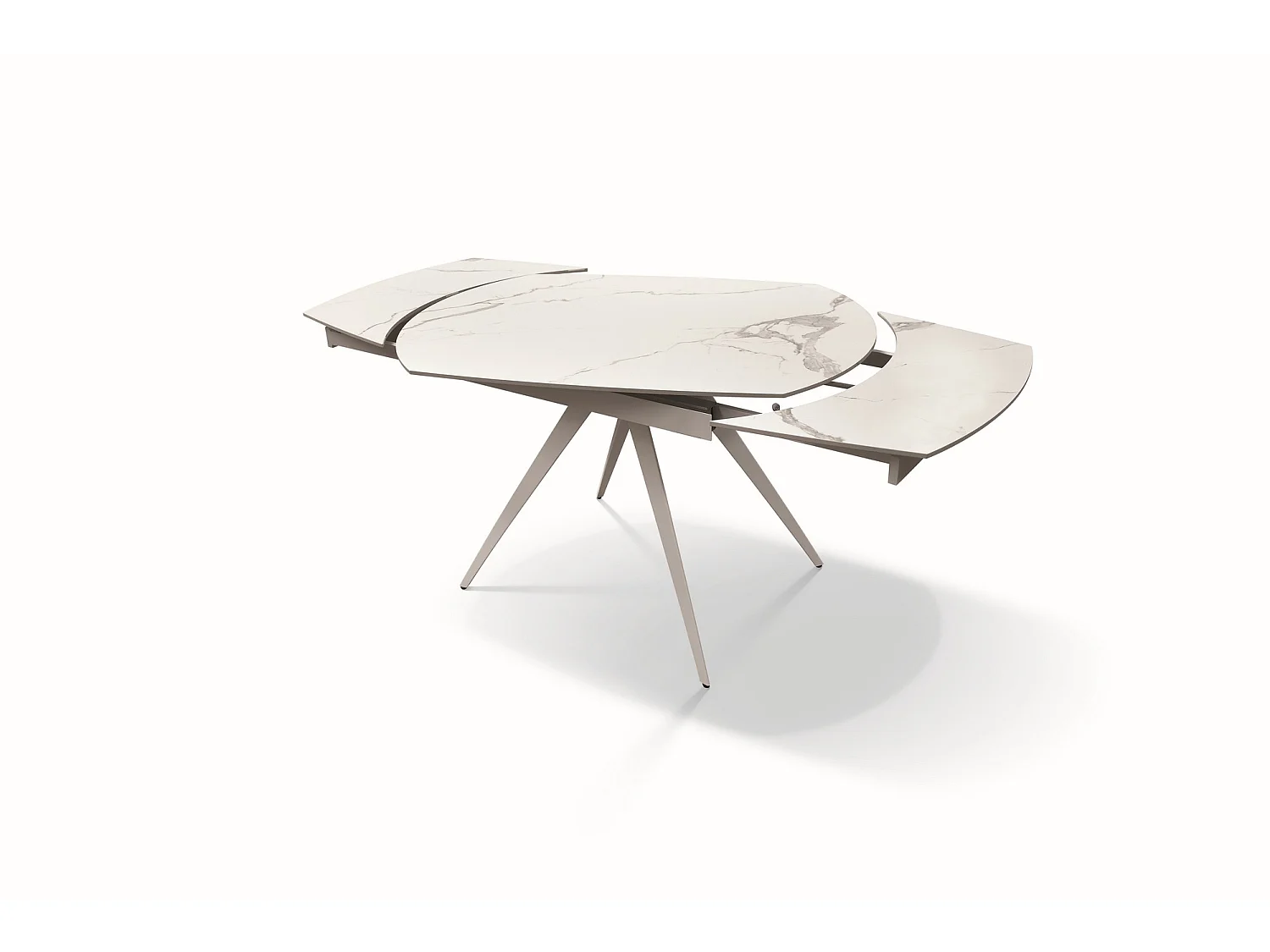 Tavolo vetroceramica effetto marmo, metallo bianco, allungabile 120x90 - LAVEZZI