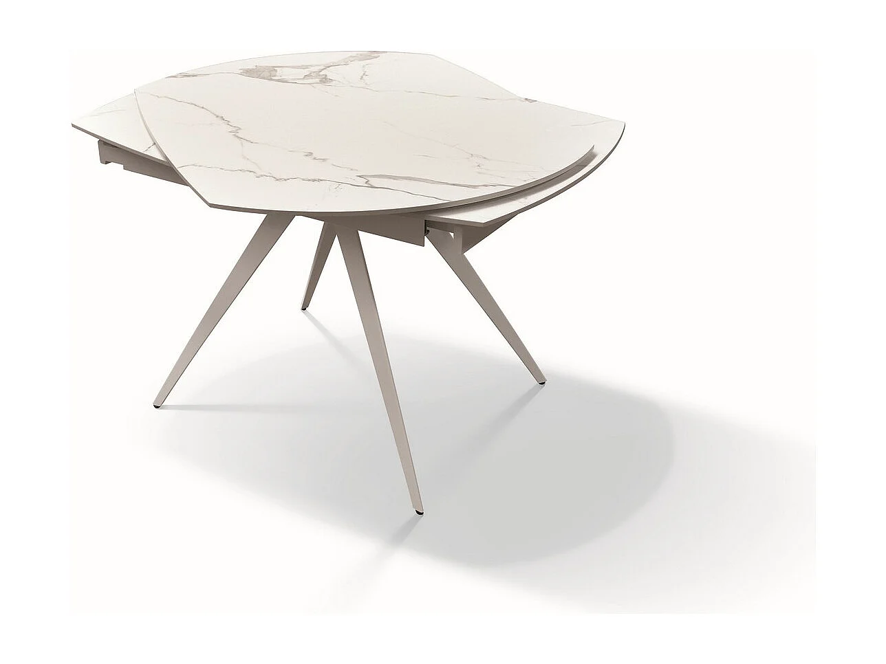 Table vitrocéramique effet marbre, métal blanc, extensible 120x90 - LAVEZZI