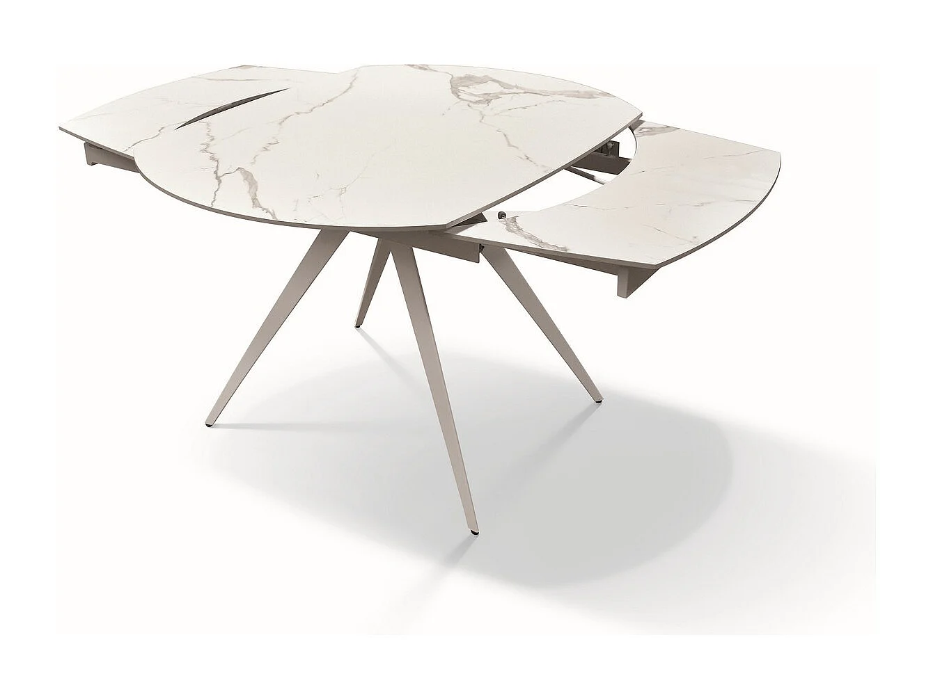 Table vitrocéramique effet marbre, métal blanc, extensible 120x90 - LAVEZZI