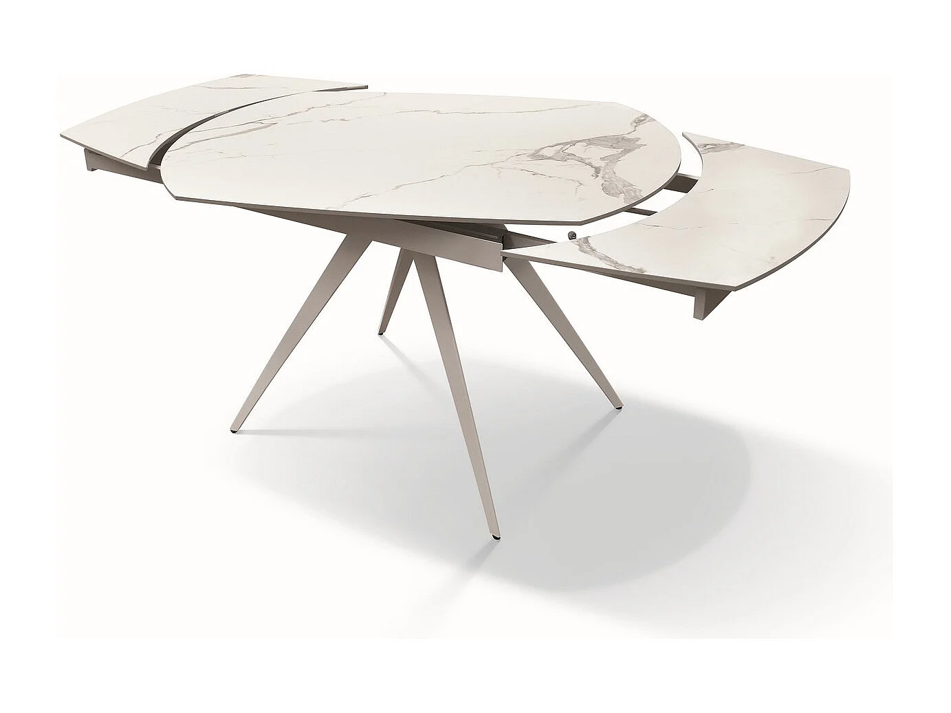 Table vitrocéramique effet marbre, métal blanc, extensible 120x90 - LAVEZZI