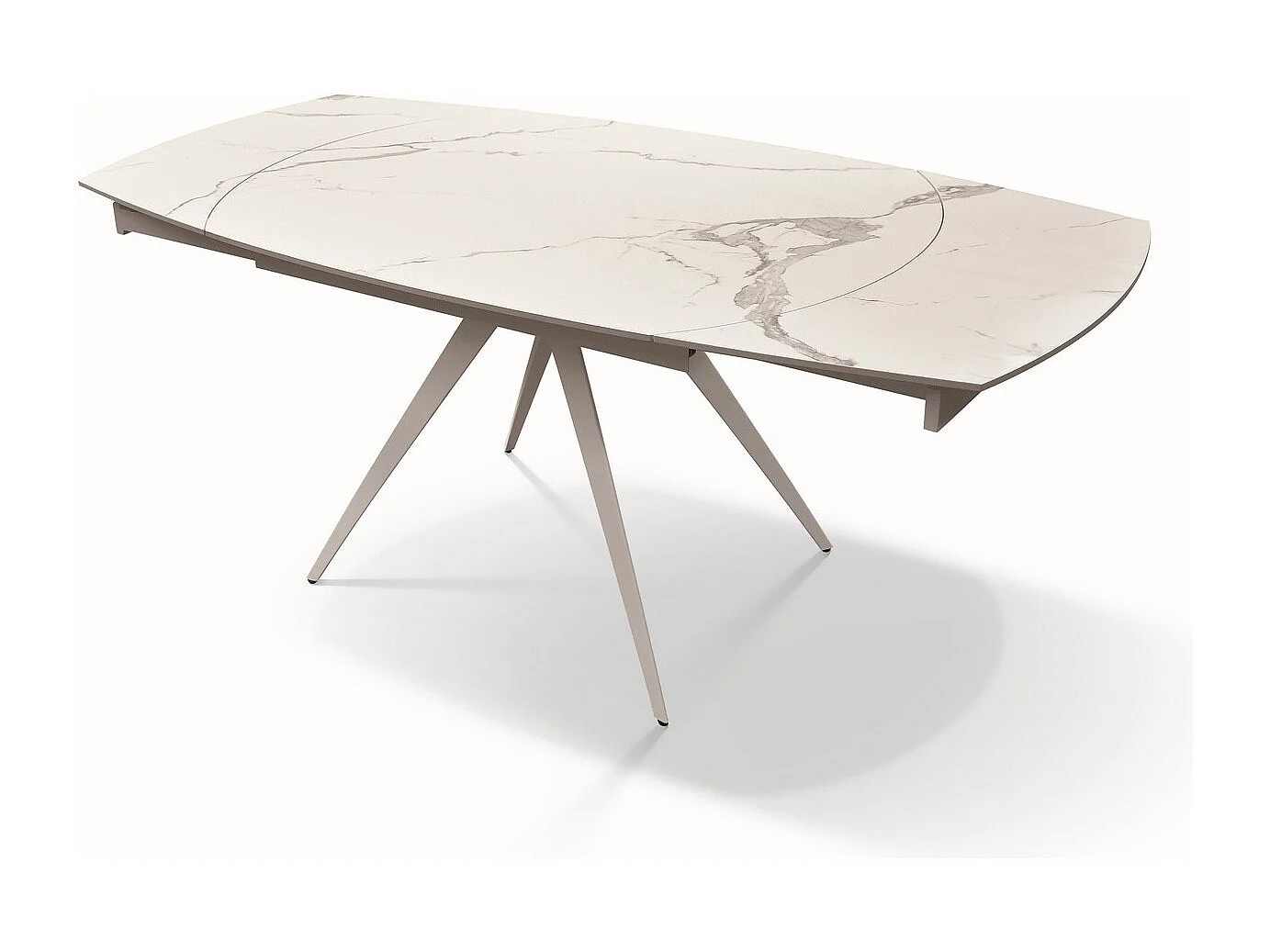 Table vitrocéramique effet marbre, métal blanc, extensible 120x90 - LAVEZZI