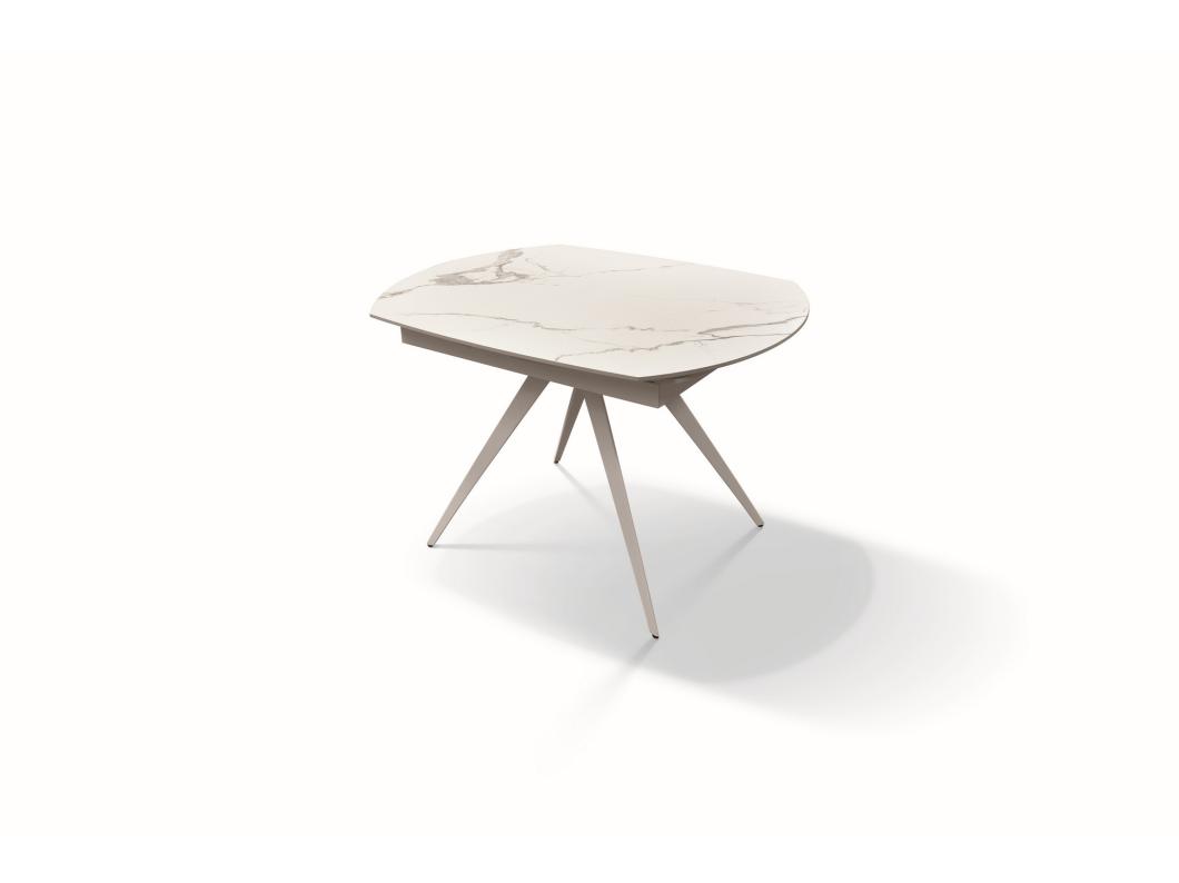 Tavolo vetroceramica effetto marmo, metallo bianco, allungabile 120x90 - LAVEZZI