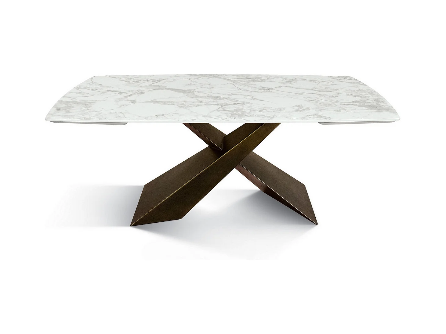 Table vitrocéramique blanche, pieds métal bronze 160x90-240x90cm - FIGARI