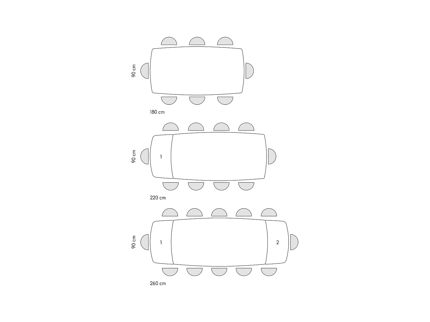 Table vitrocéramique blanche, pieds métal bronze 160x90-240x90cm - FIGARI