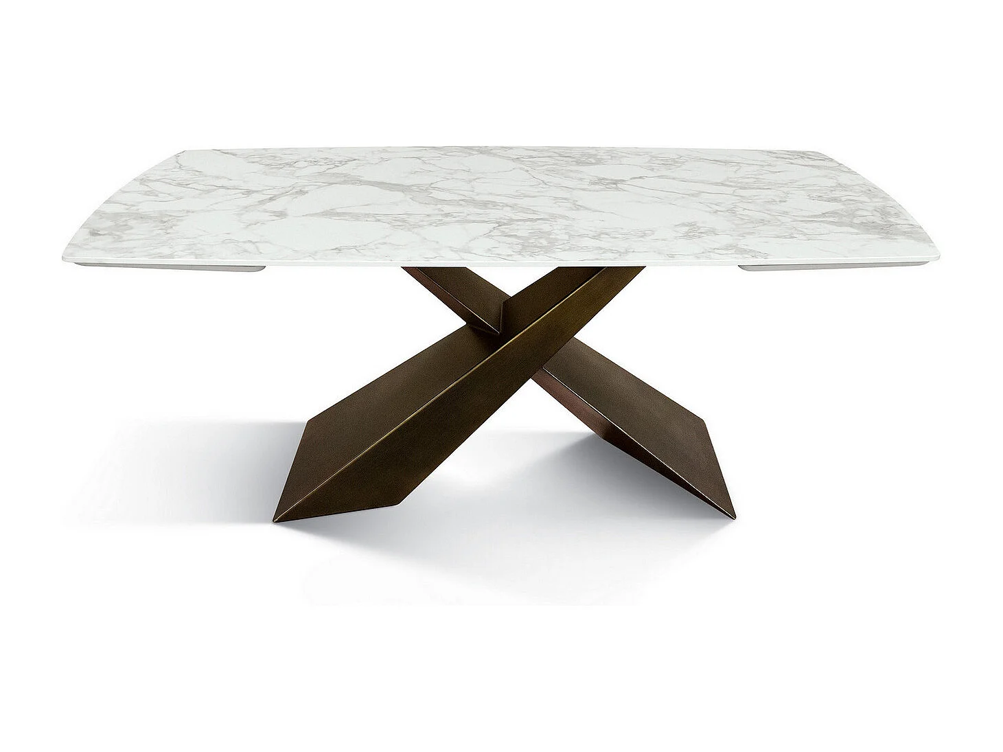 Table vitrocéramique blanche, pieds métal bronze 160x90-240x90cm - FIGARI