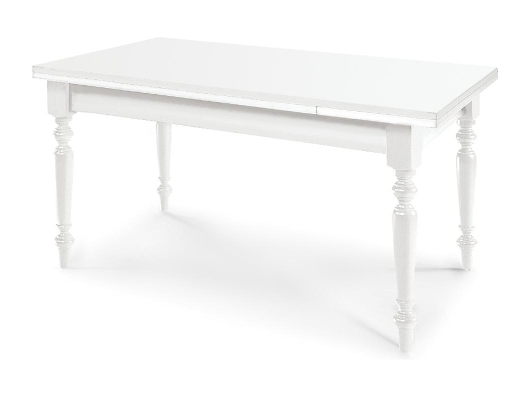 Uitschuifbare witte houten tafel 140x80 - 220x80 cm - ARDENZA