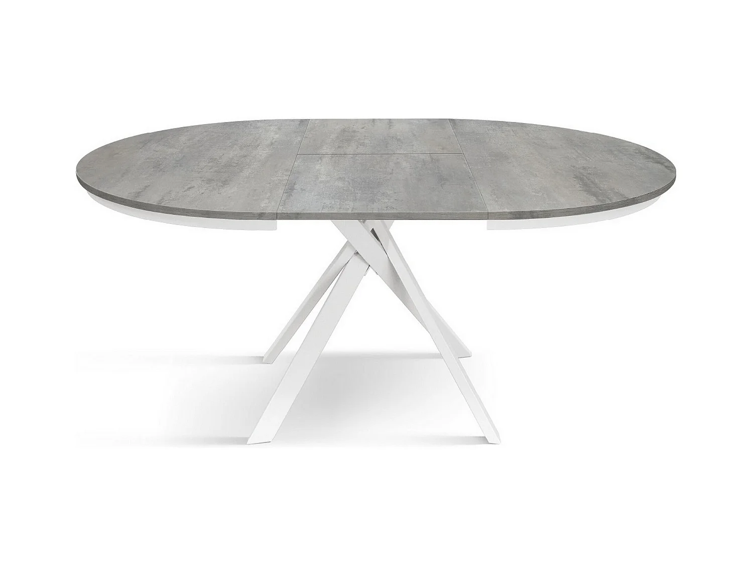 Table ronde gris ciment, pieds en métal blanc 120-170cm - PANTELLERIA