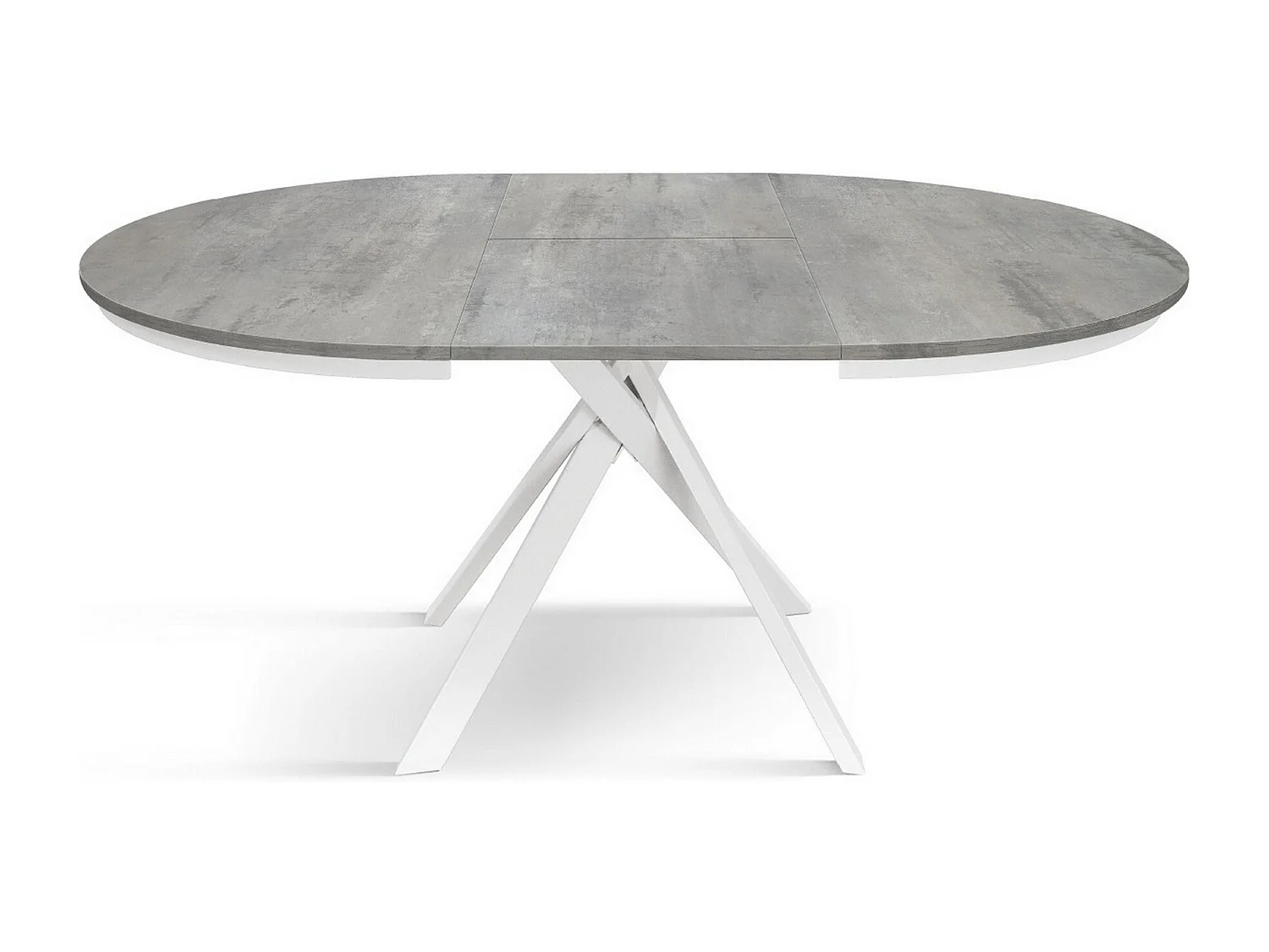 Runder Tisch zementgrau, weiße Metallbeine 120-170cm - PANTELLERIA