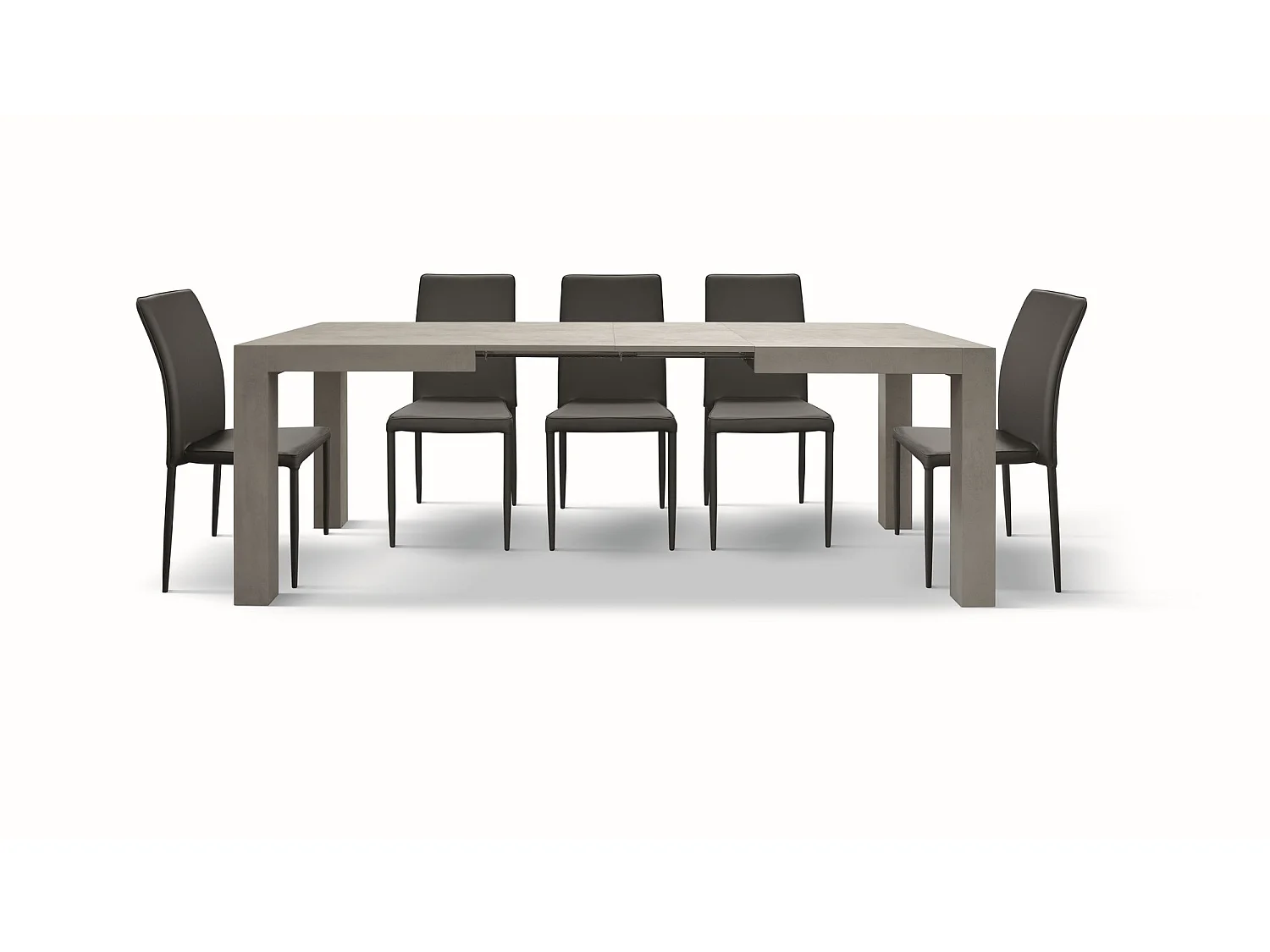 Table en bois, finition gris ciment, extensible 140x90 cm - MARZAMEMI