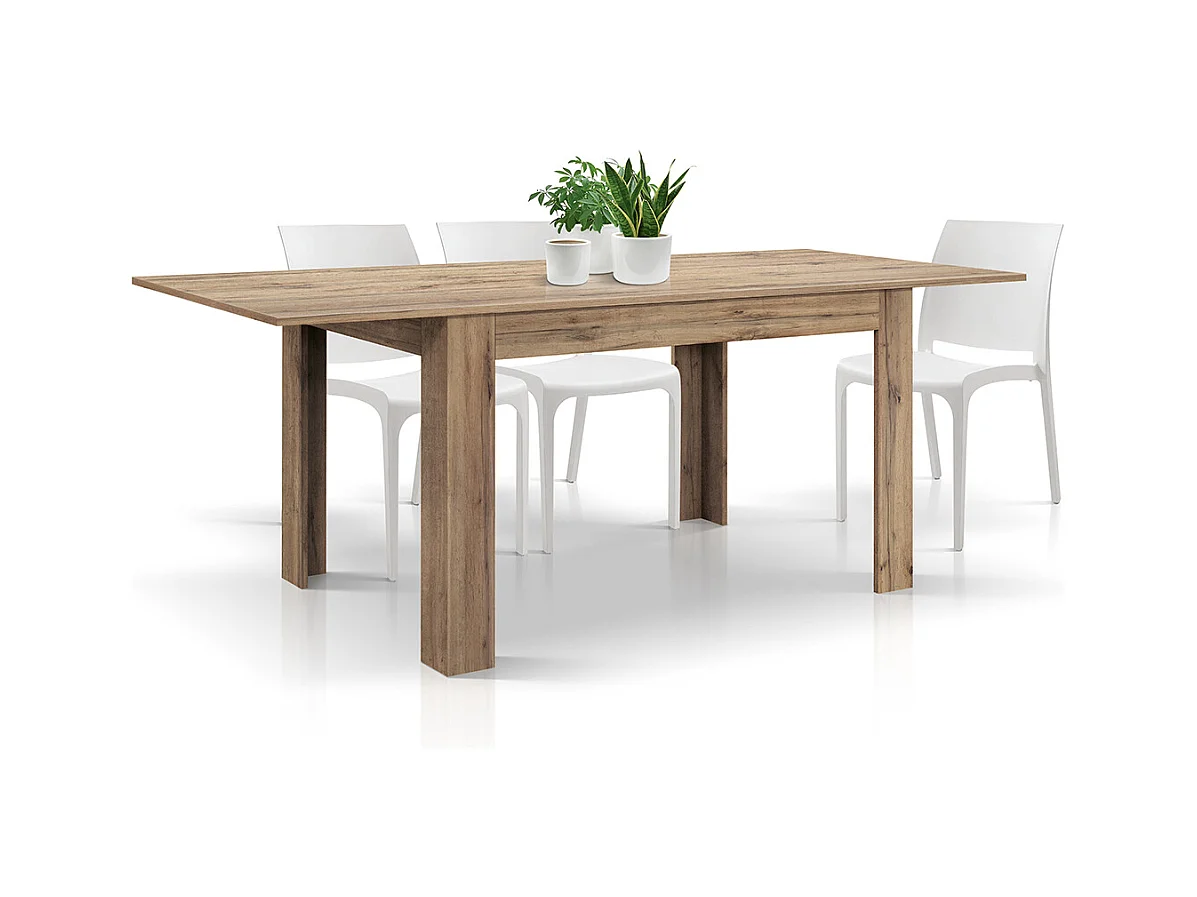 Mesa de madera acabado roble, extensible 140×90 cm - 220×90 cm - LIPARI